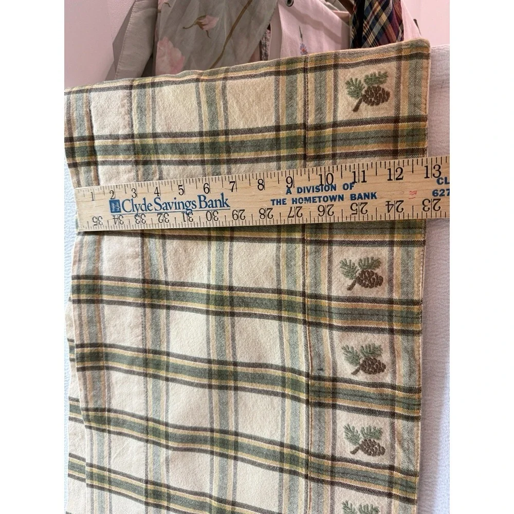Park Designs Pinecone Plaid Valance 68x14 Lodge Cabin Rod Pocket Cotton VTG